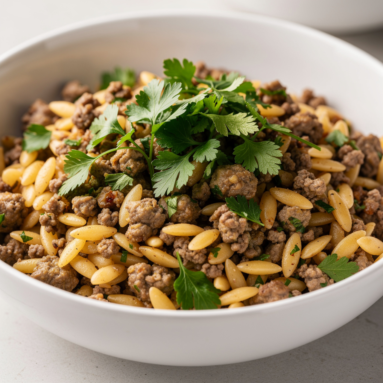 Creamy Ground Beef Orzo (One-Pan Dinner Ready in 30 Minutes)