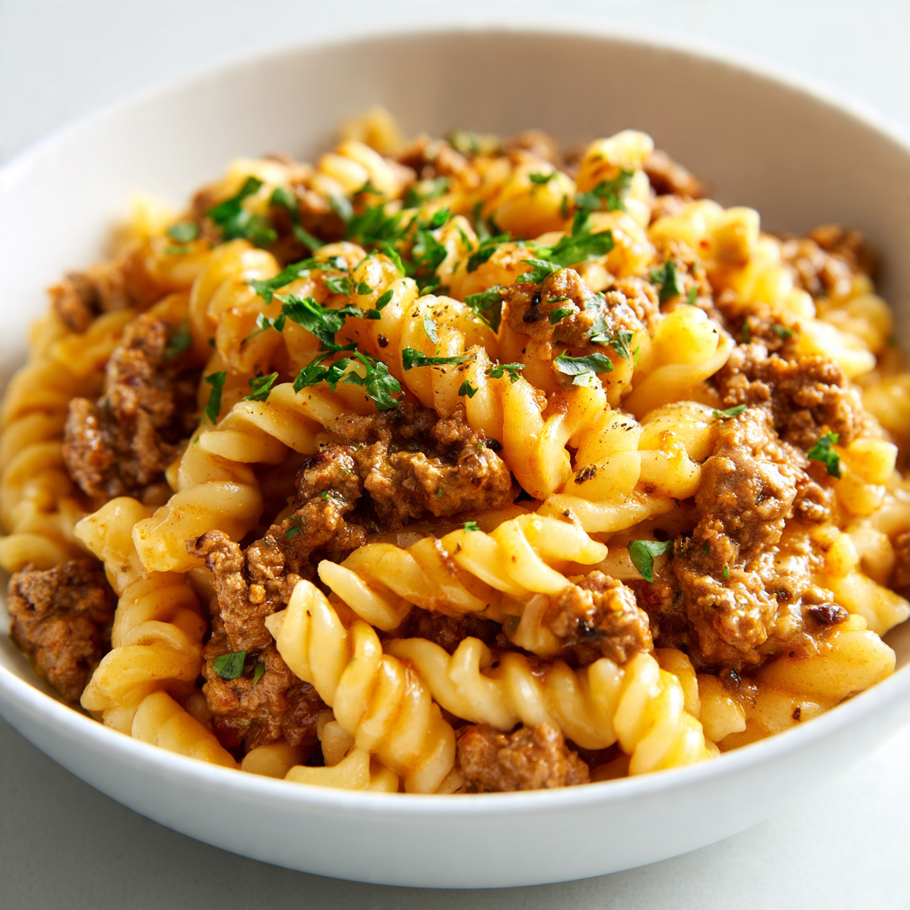 Creamy Cheesy Beef and Shells