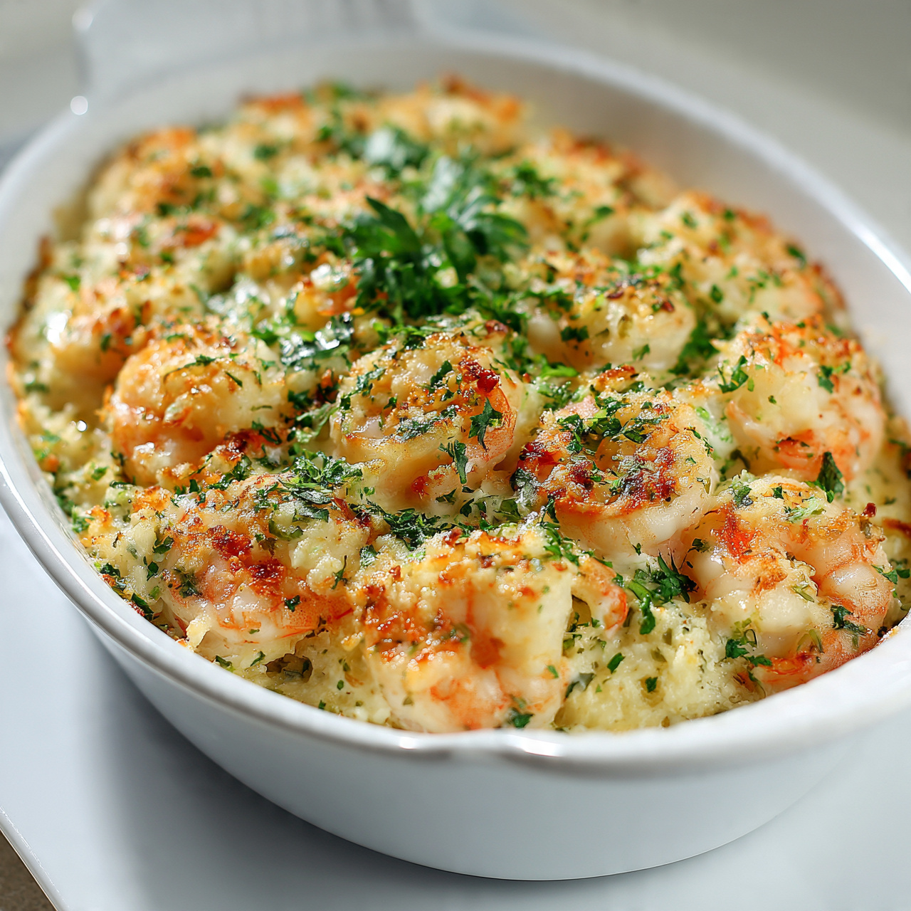 Baked Shrimp Scampi with Parmesan Breadcrumbs