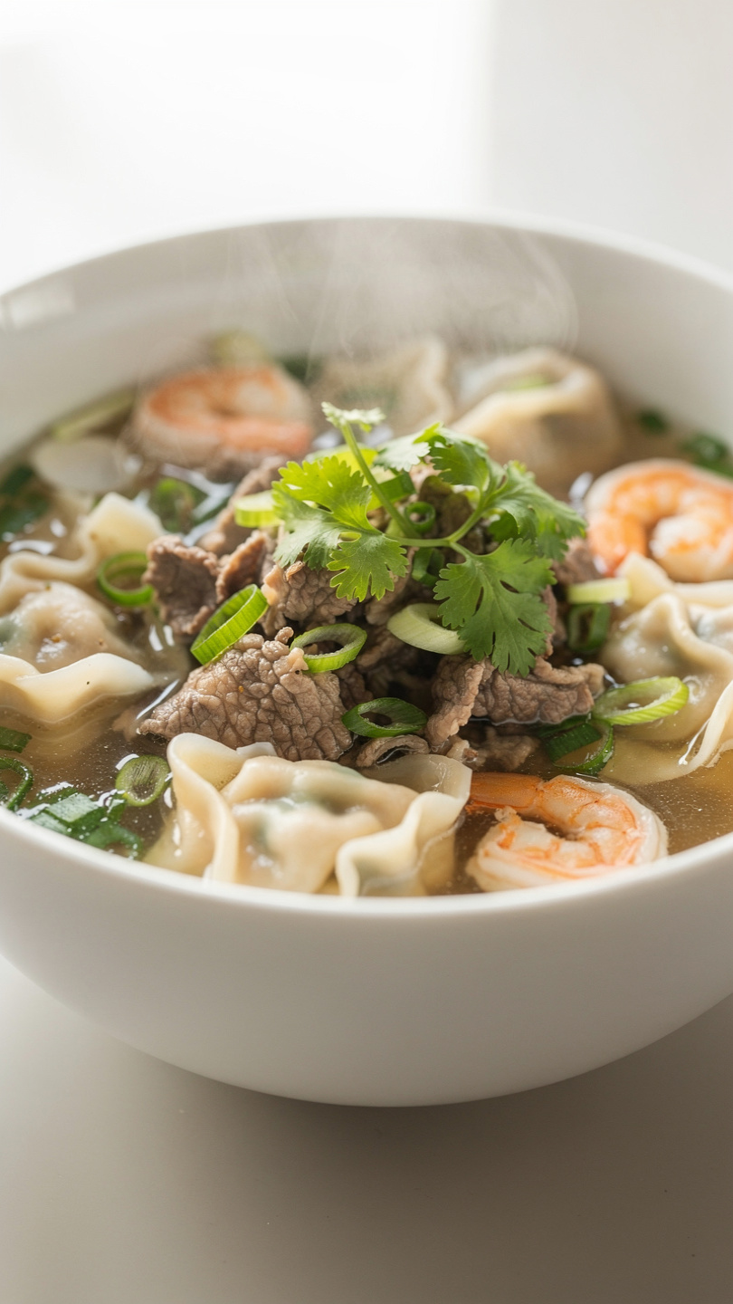 Beef and Shrimp Wonton Soup
